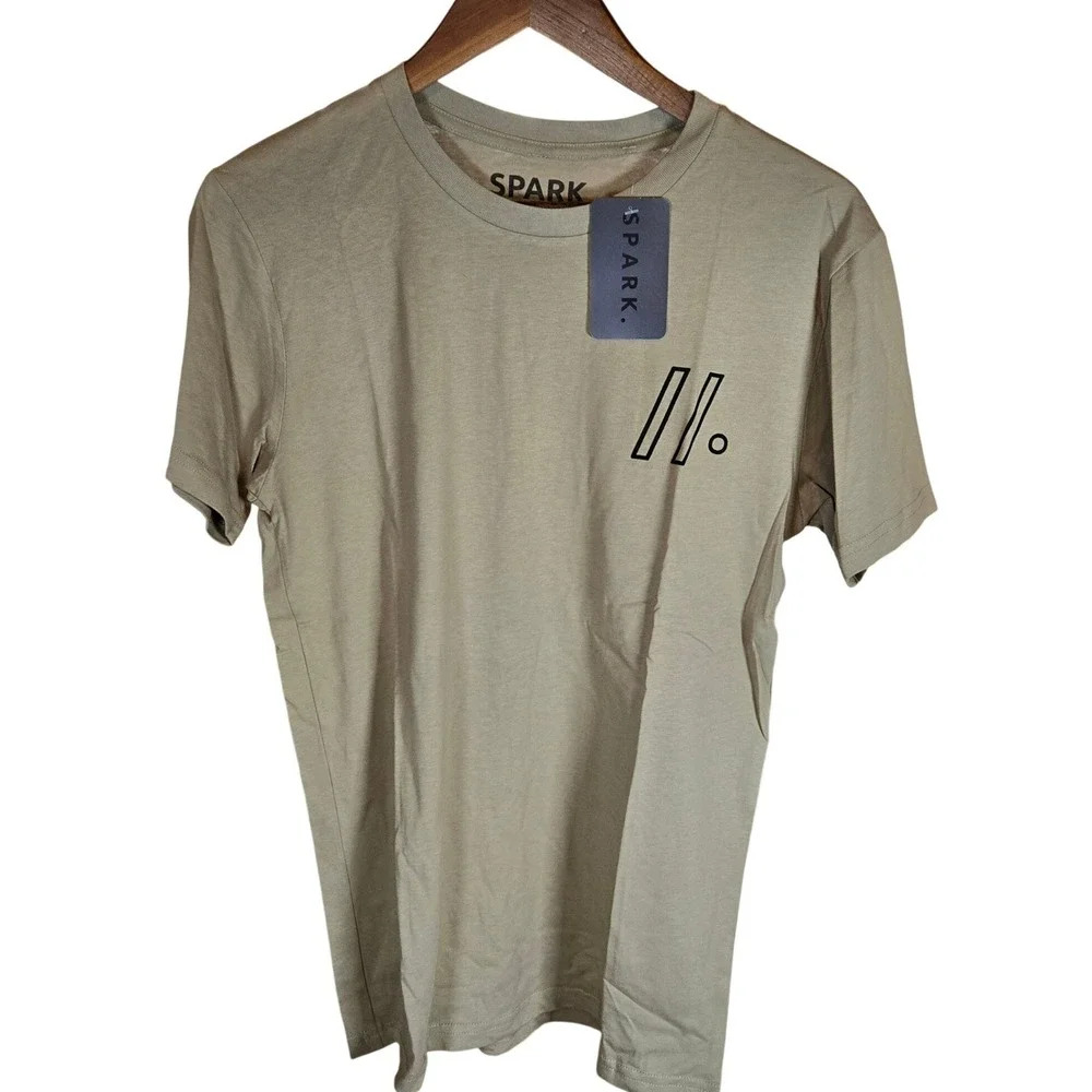 SPARK Mens Tan Graphic T Shirt Size S Short Sleeve Cotton Designed in USA - Picture 2 of 5